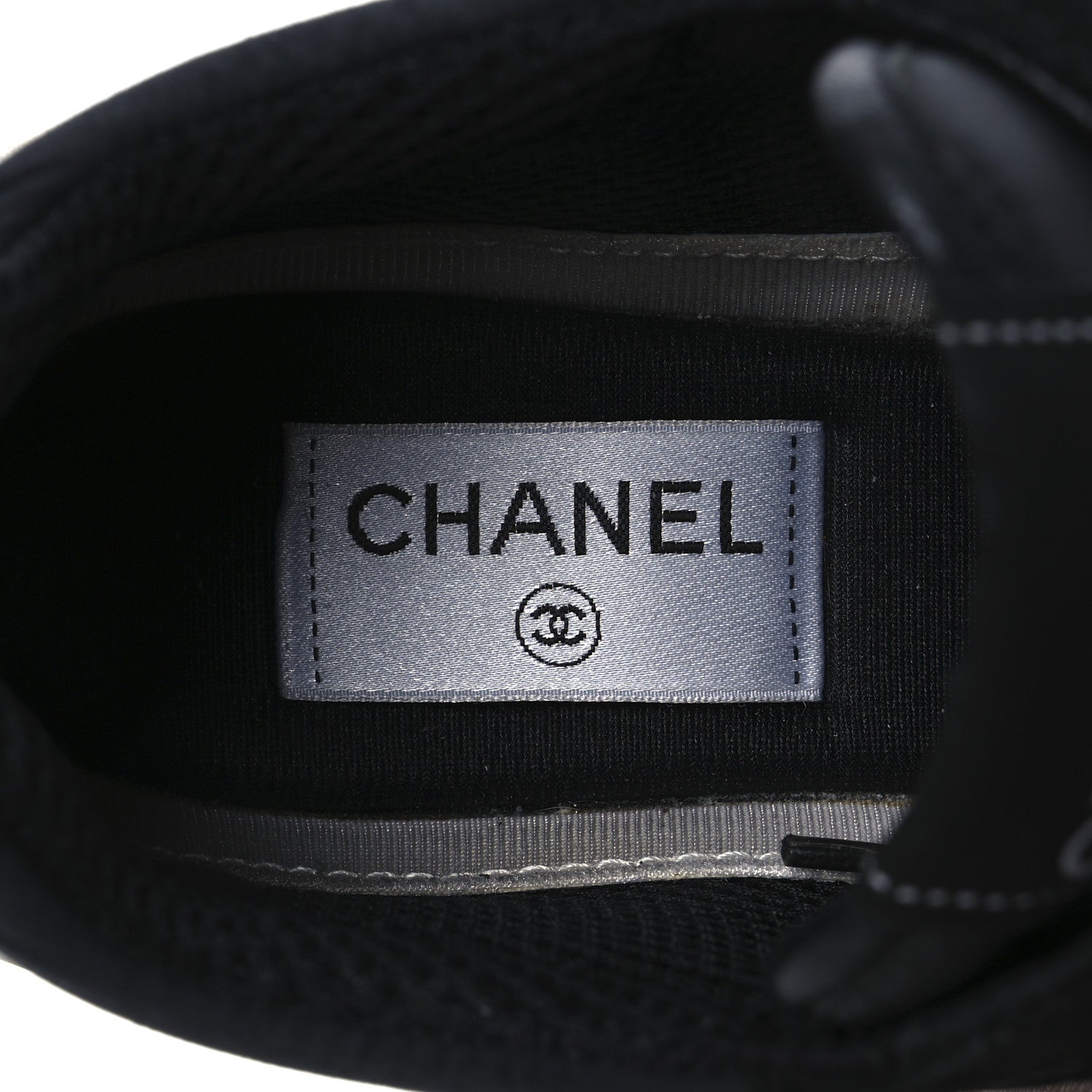 Chanel Calfskin Mesh Lycra Suede Womens Logo Sneakers 40 Black 9 of 13