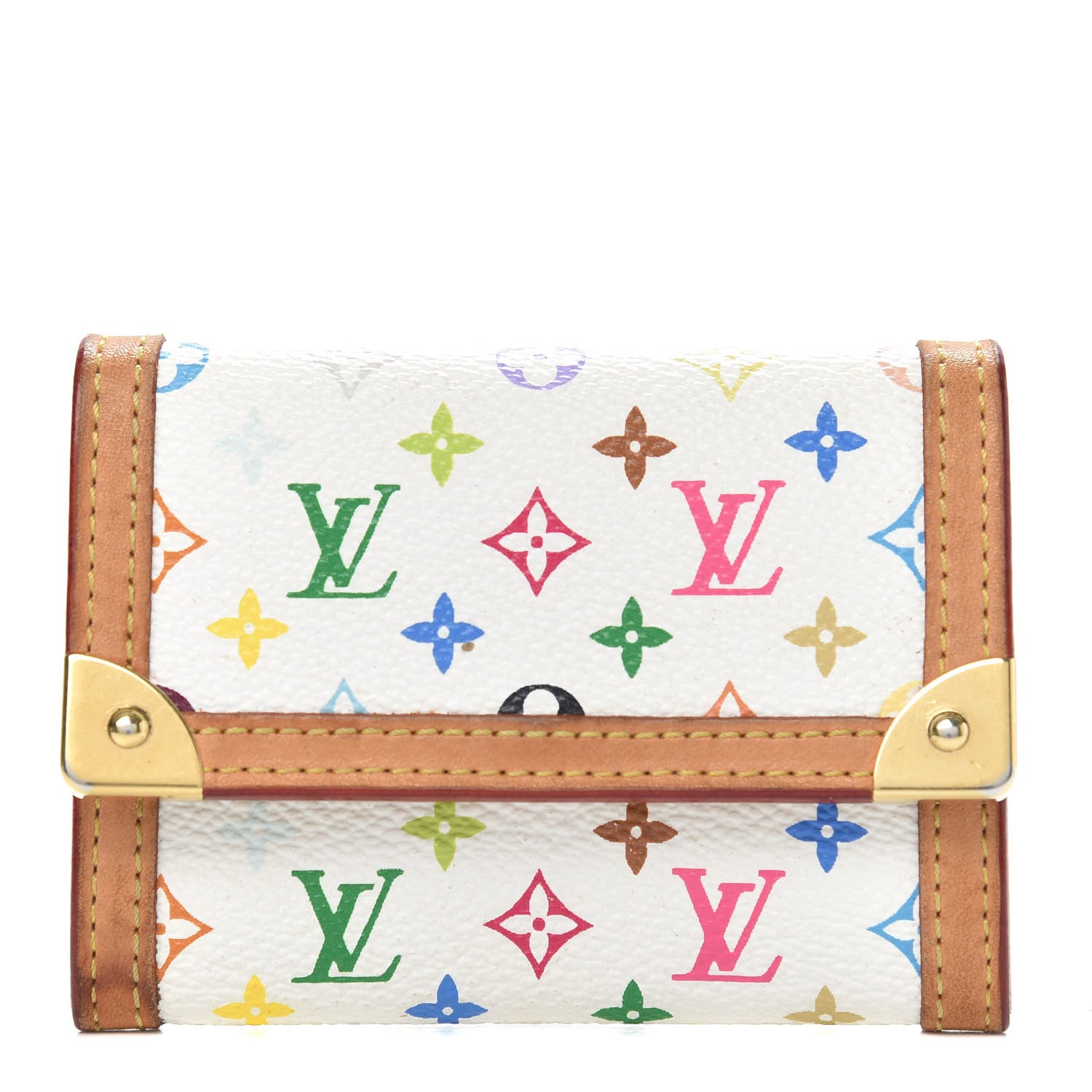 Louis Vuitton Monogram Multicolor Porte-Monnaie Plat Coin Purse White 1 of 8