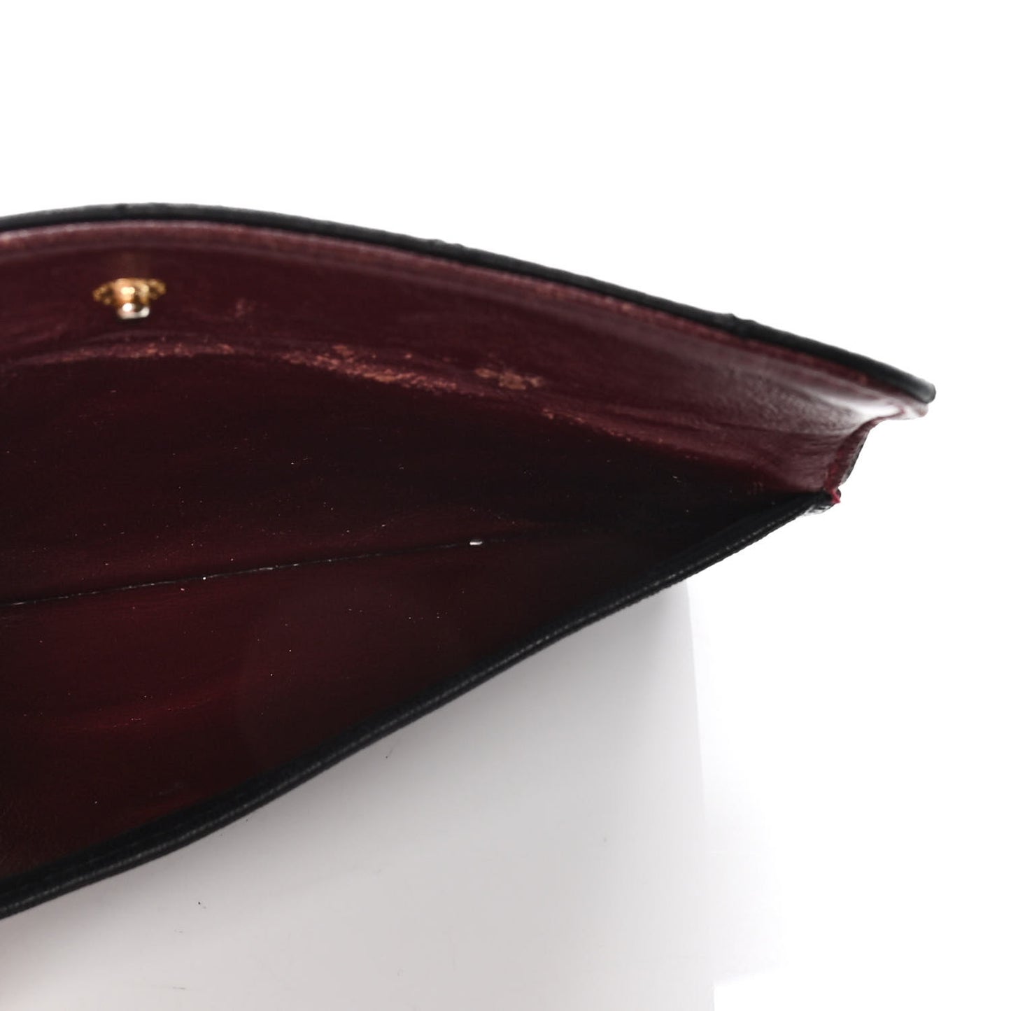 Calfskin Quilted CC Flap Clutch Black