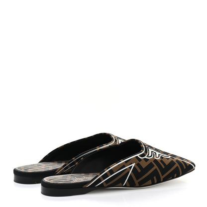 Fendi Lycra Film FF FFreedom Flat Mules 35 Tobacco Moro White 4 of 7