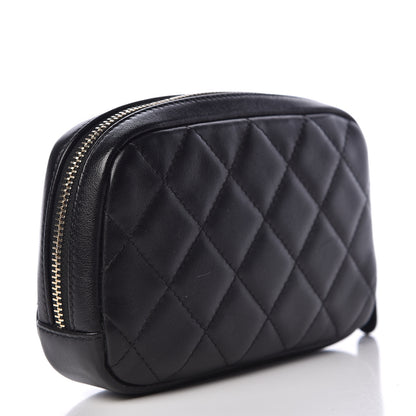 Chanel Lambskin Quilted Small Curvy Pouch Cosmetic Case Black 3 of 8