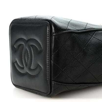 Chanel Lambskin Quilted Mini Bucket Bag With Chain  Black 18 of 19