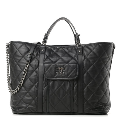 Chanel Calfskin Quilted Casual Riviera Tote Black 1 of 12