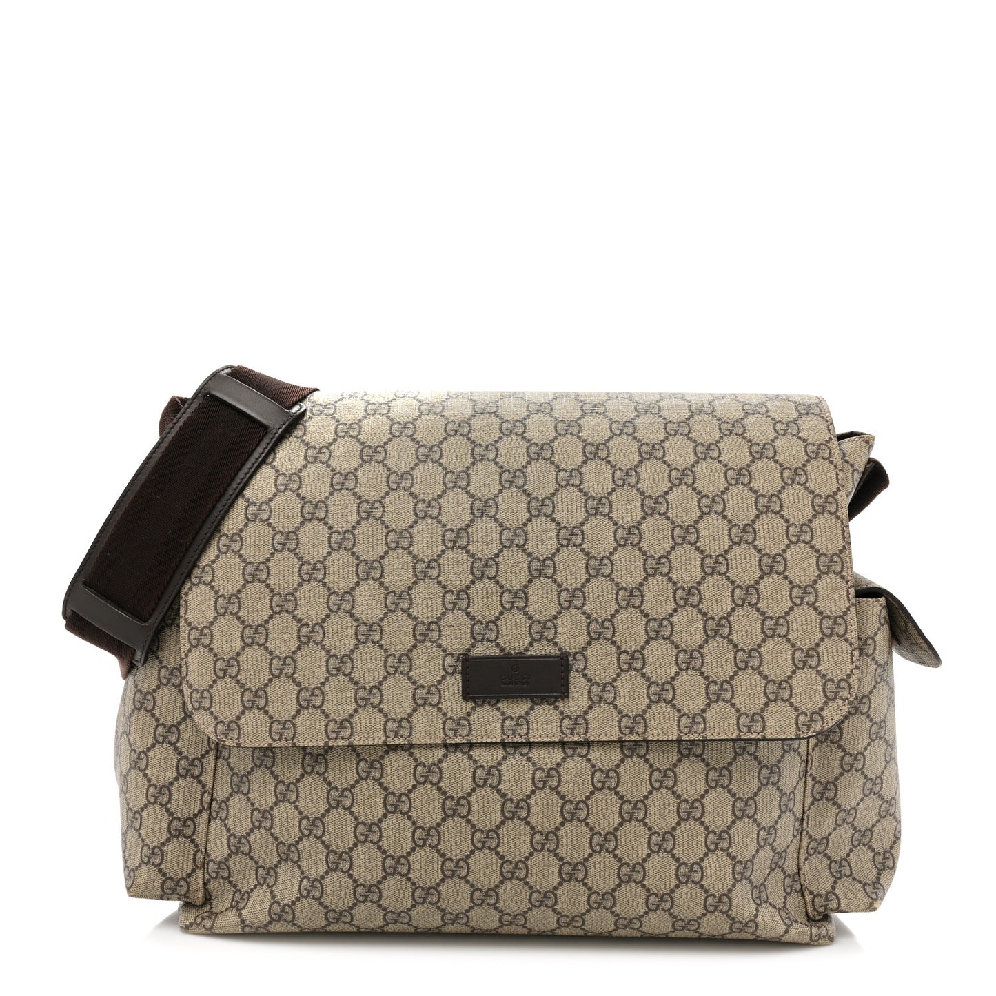 GG Plus Monogram Messenger Diaper Bag Dark Brown