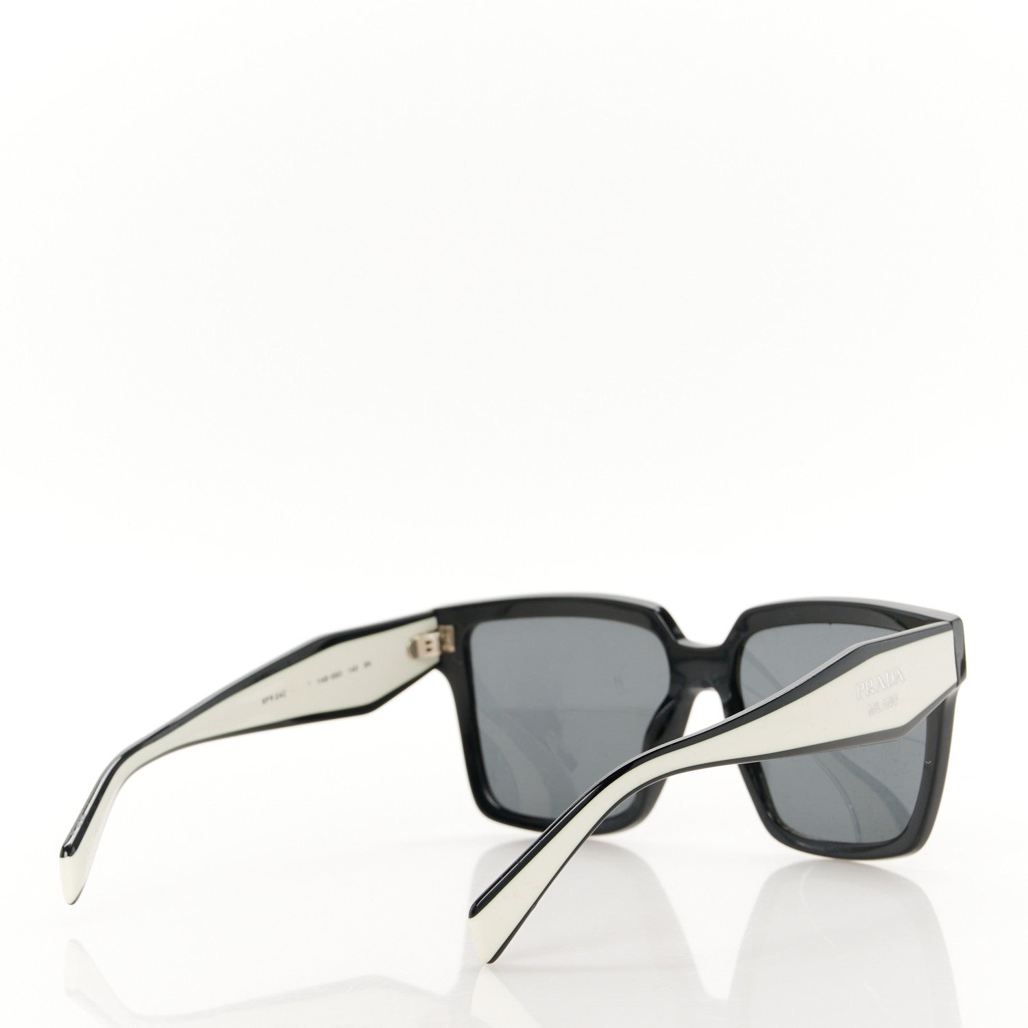 Prada Acetate Square Sunglasses SPR 24Z Black White 4 of 8