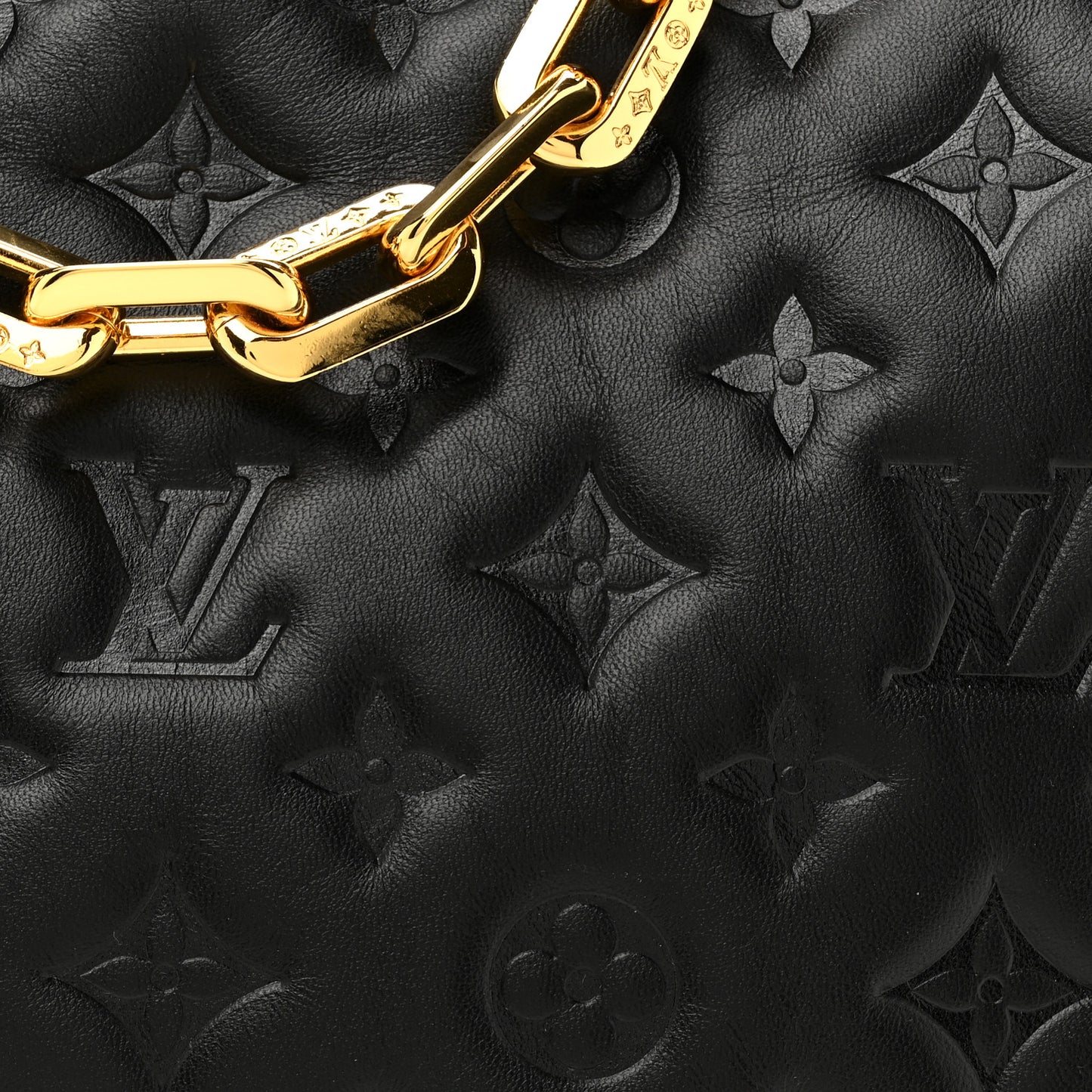 Lambskin Embossed Monogram Coussin PM Black