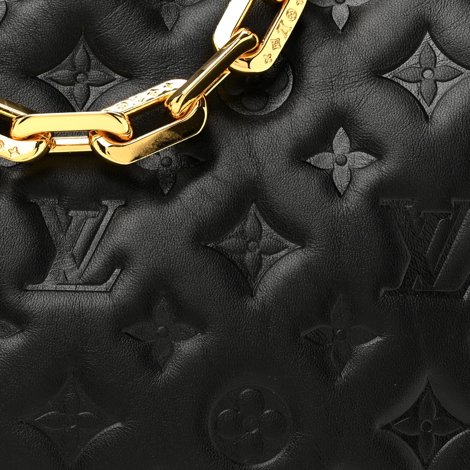 Louis Vuitton Lambskin Embossed Monogram Coussin PM Black 8 of 10
