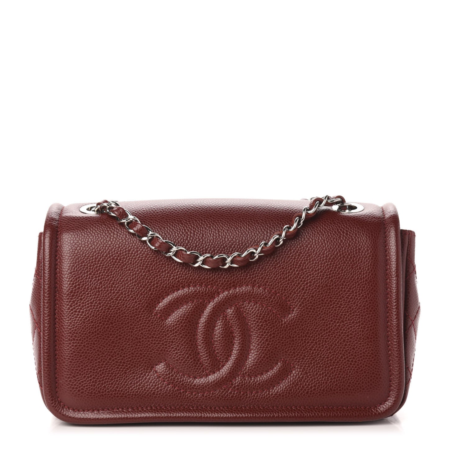 Caviar Medium Timeless CC Flap Dark Red