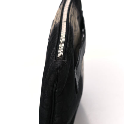 Fendi Canvas Calfskin Crocodile Printed Pouch Clutch Black Multicolor 8 of 12