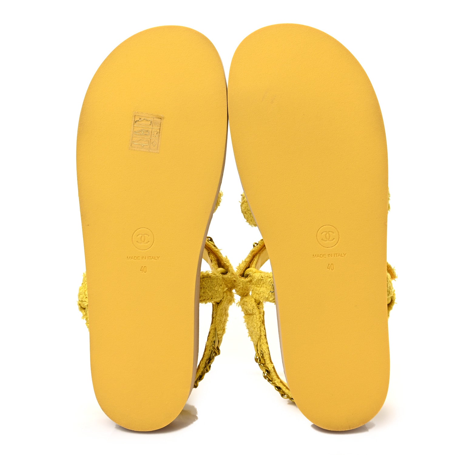Chanel Tweed Chain Sandals 40 Yellow 5 of 7