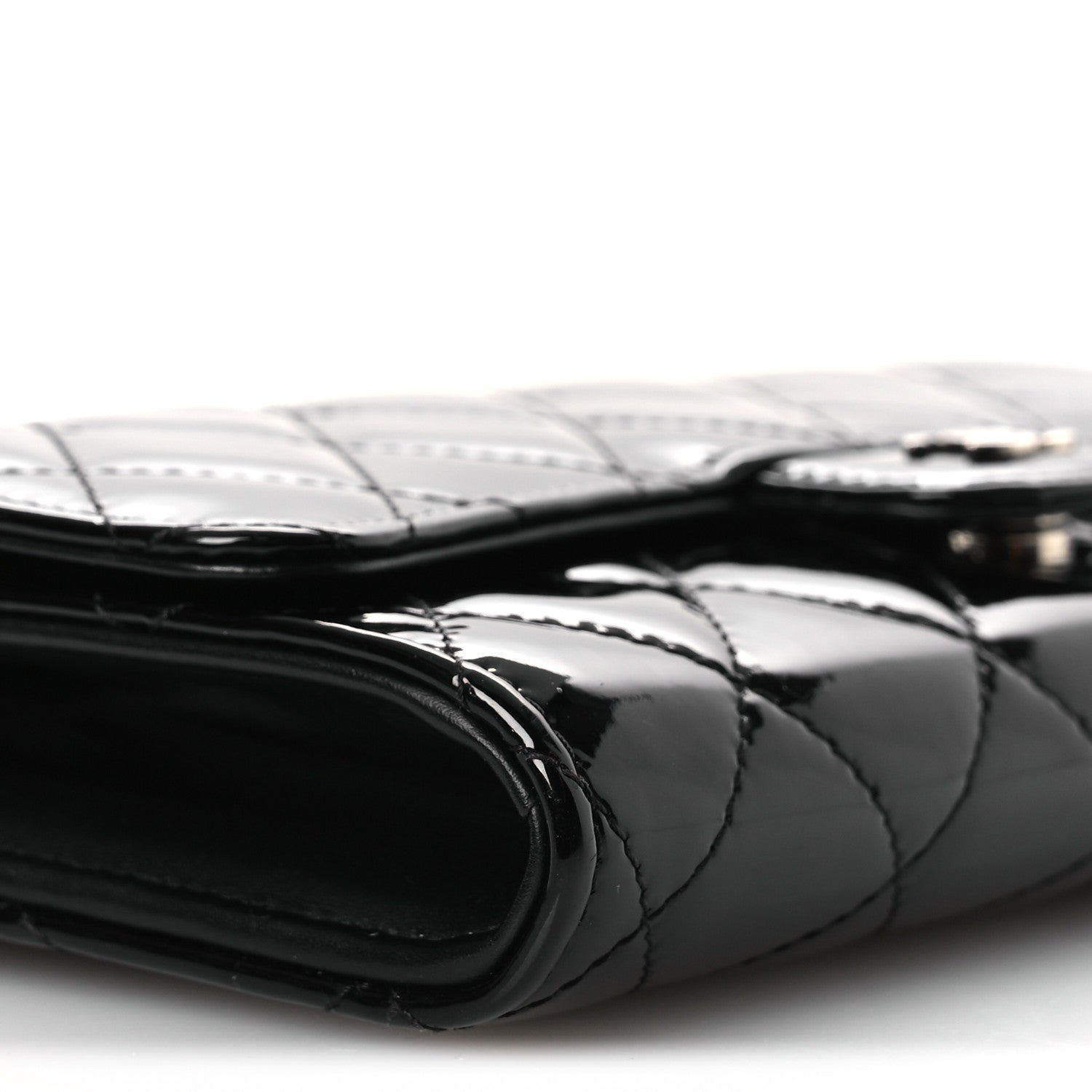 Chanel Patent Quilted Wallet On Removable Chain WOC Black 10 of 14
