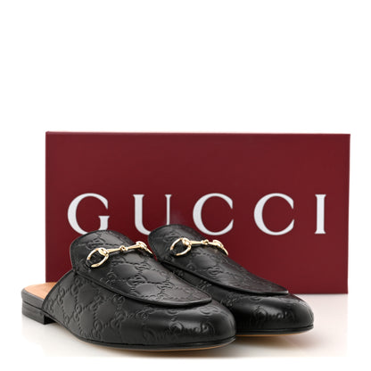 Gucci Glamour Calfskin Guccissima Womens Princetown Slippers 39 Black 11 of 11