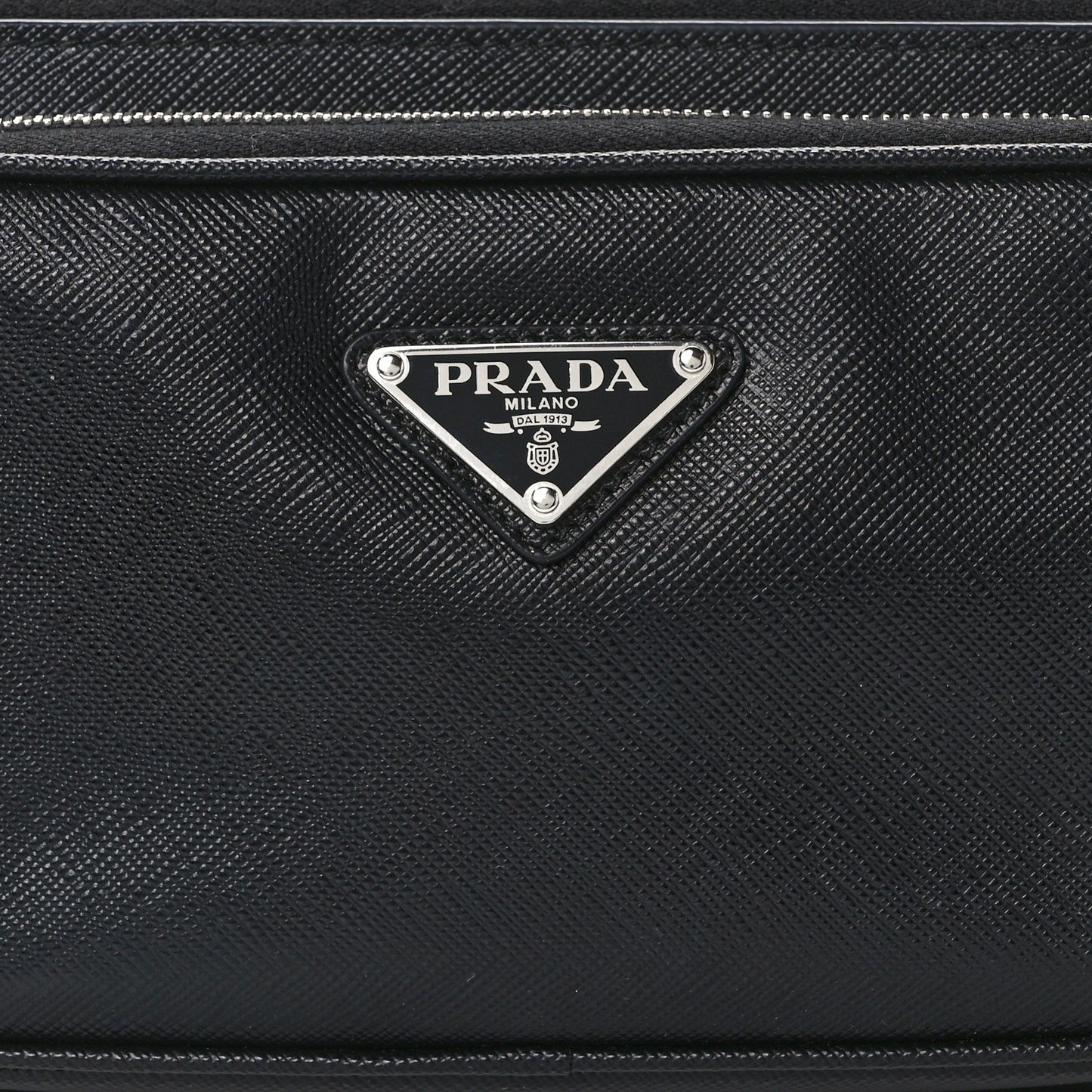 Saffiano Travel Double Zip Crossbody Belt Bag Black