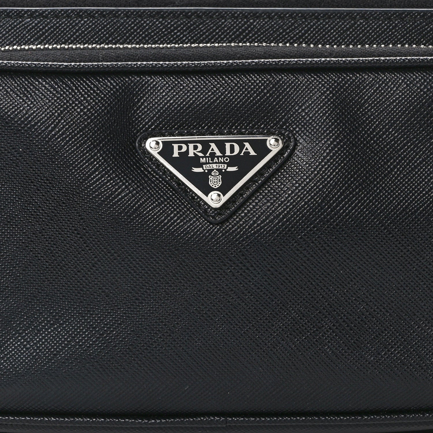 Prada Saffiano Travel Double Zip Crossbody Belt Bag Black 9 of 14