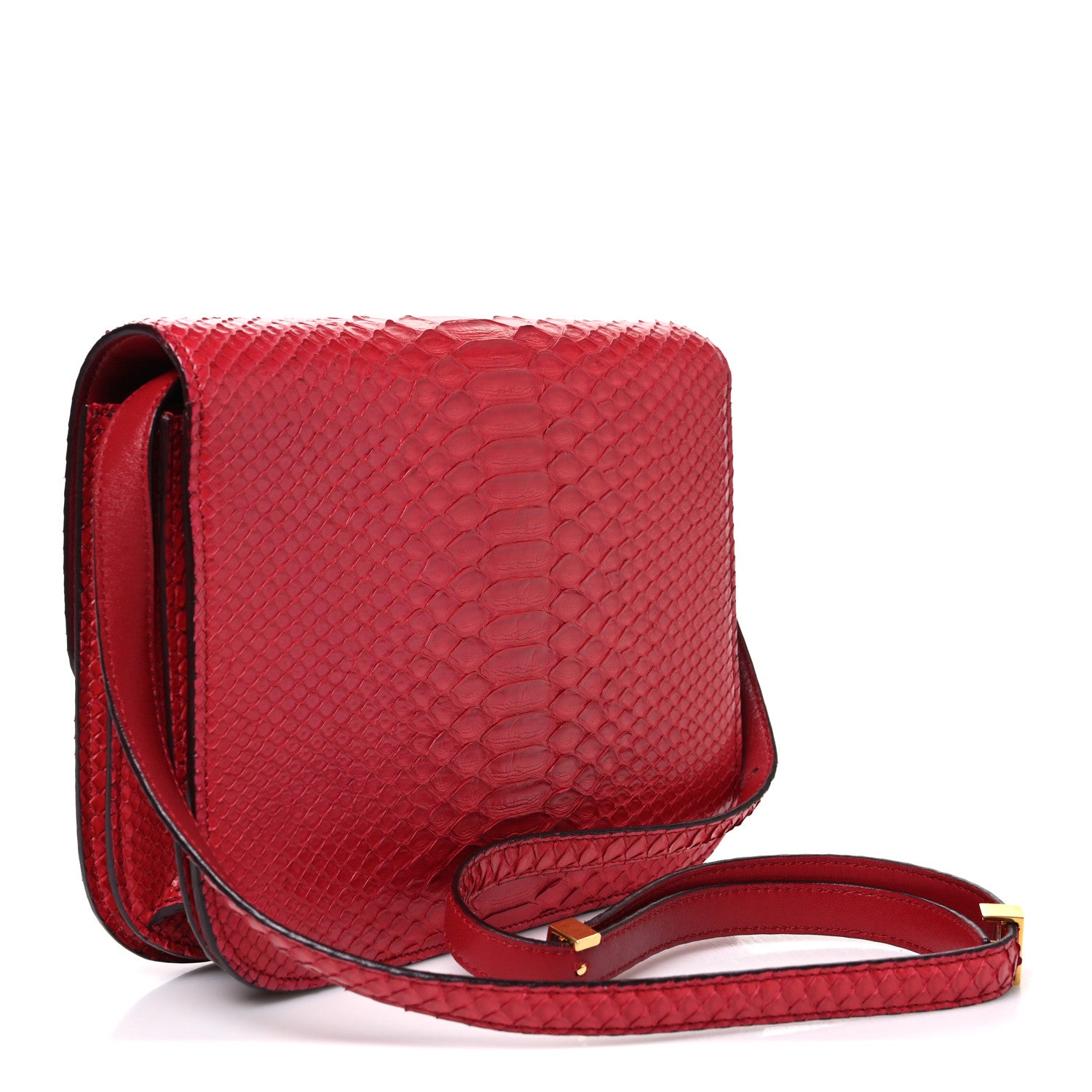 Celine Snakeskin Medium Classic Box Flap Red 3 of 10