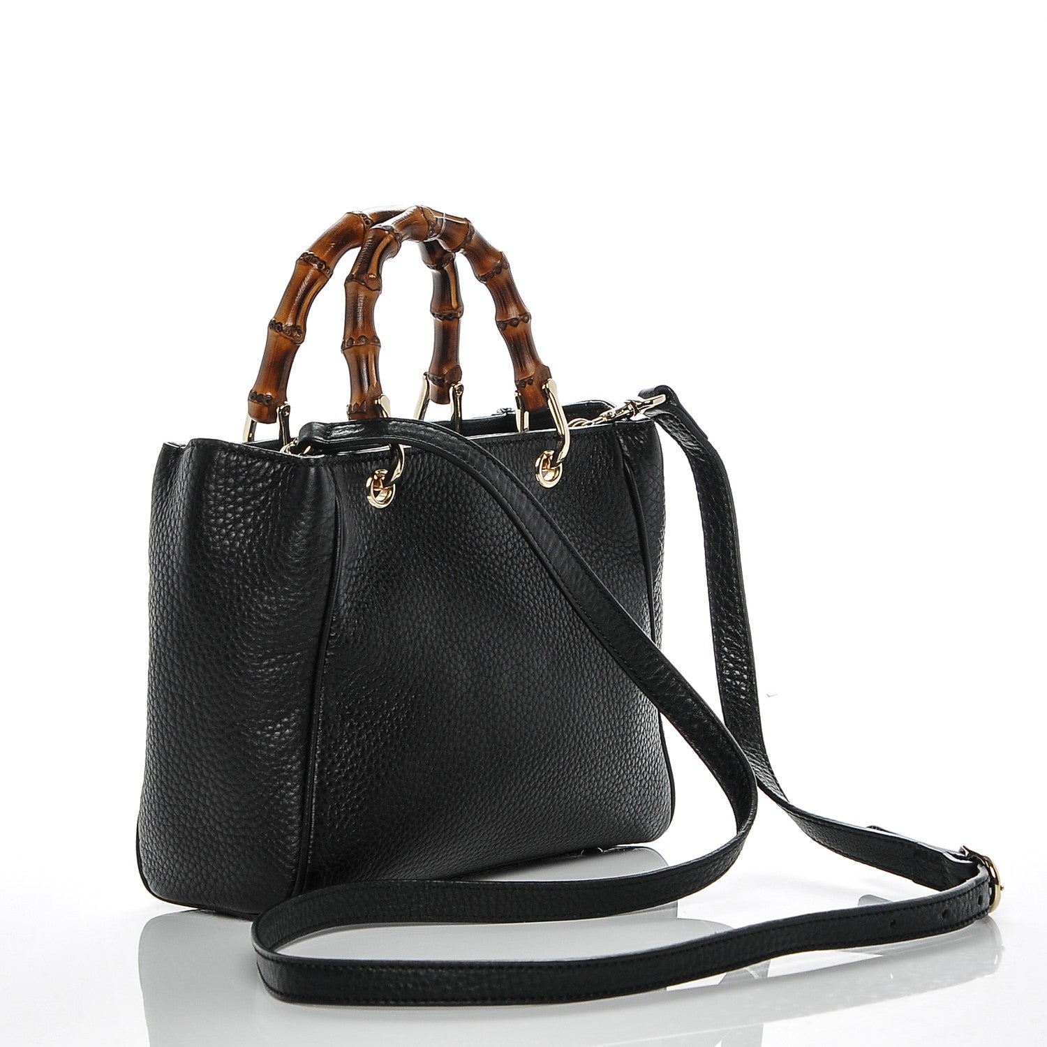 Gucci Cellarius Calfskin Mini Bamboo Shopper Tote Black 3 of 6