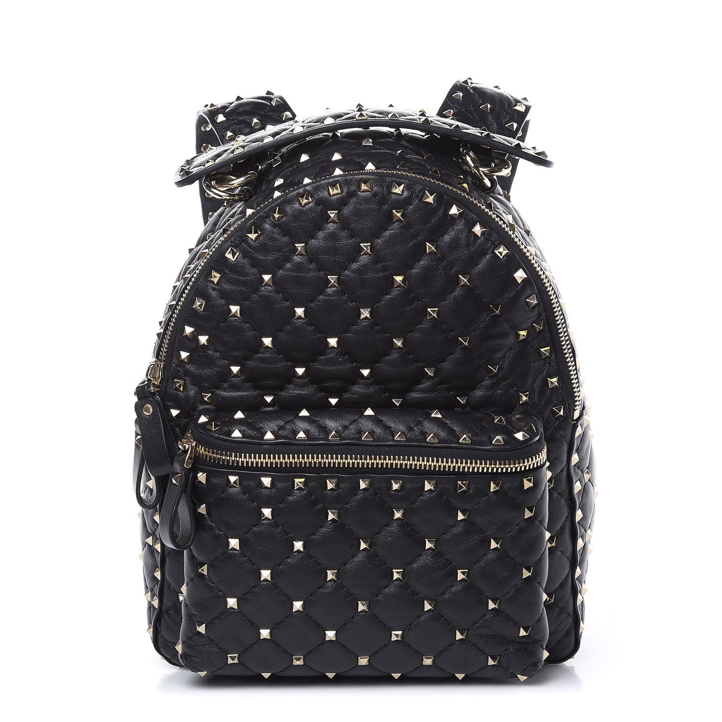 Nappa Quilted Small Rockstud Spike Backpack Black