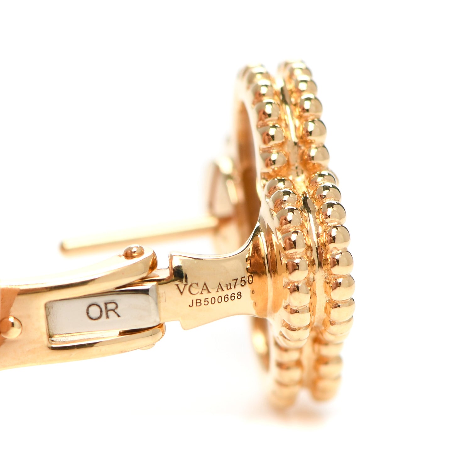 18K Yellow Gold Mother of Pearl Vintage Alhambra Earrings