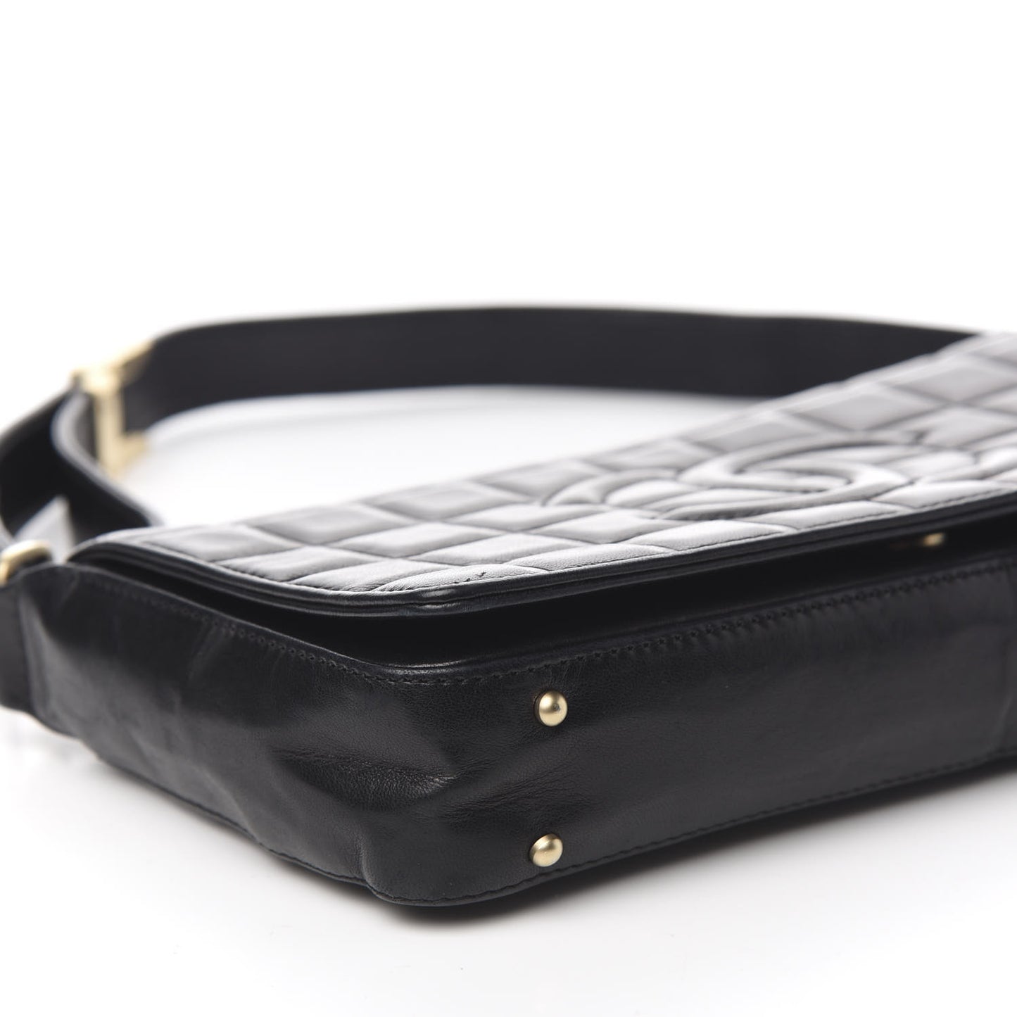 Lambskin Quilted CC Chocolate Bar Flap Black