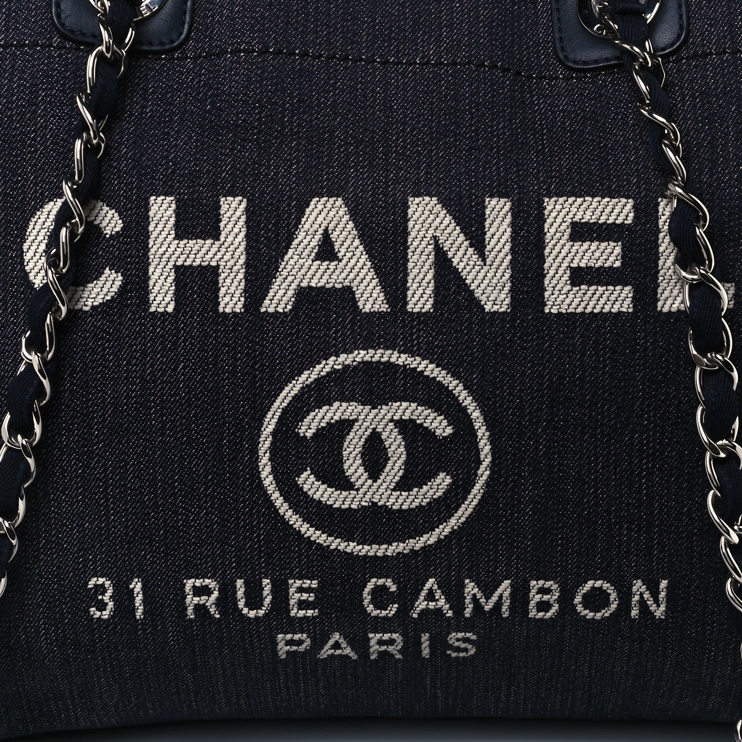 Chanel Denim Medium Deauville Tote Dark Blue 8 of 10