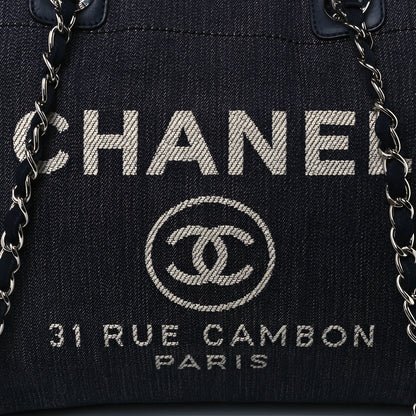Chanel Denim Medium Deauville Tote Dark Blue 8 of 10