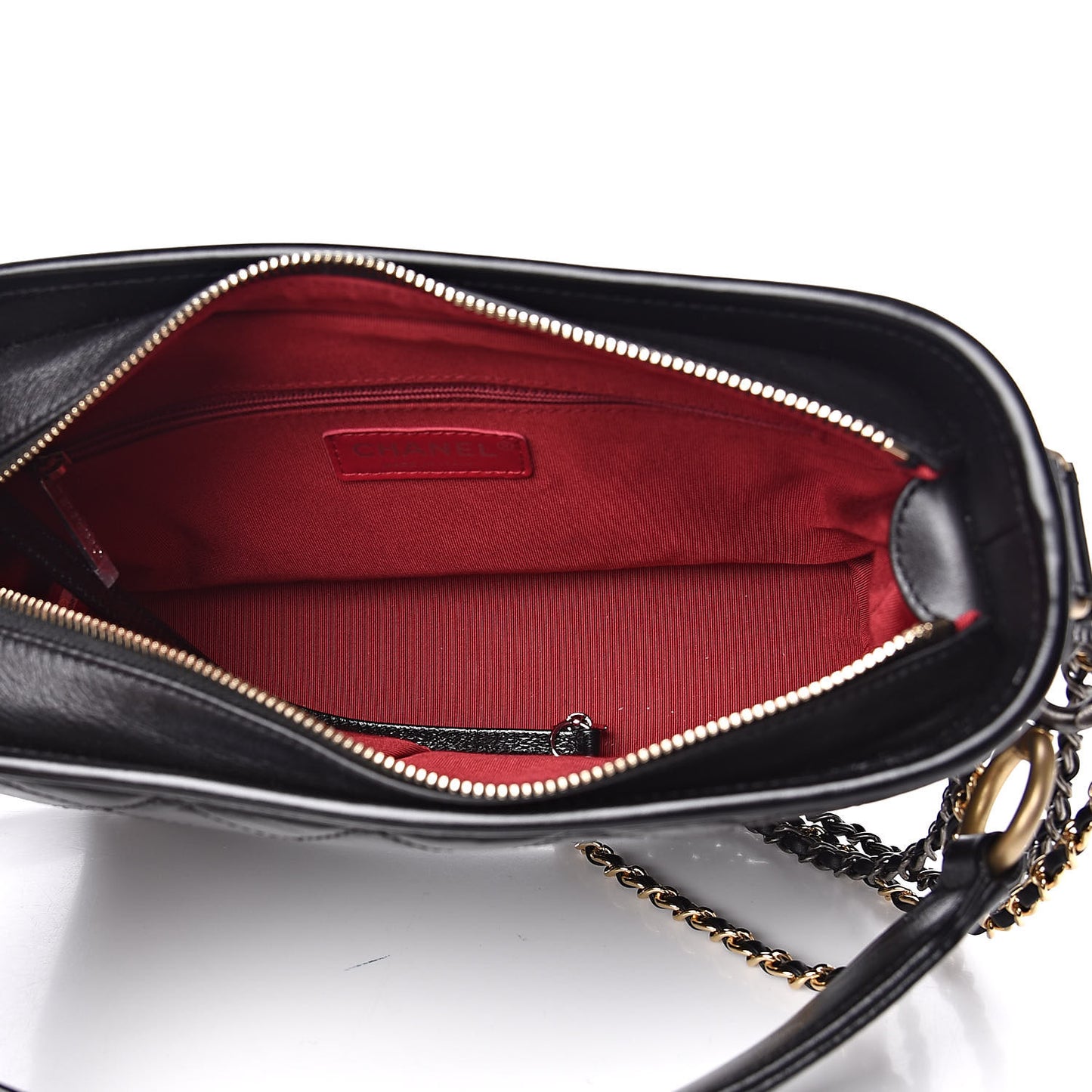 Aged Smooth Calfskin Quilted Medium Gabrielle Logo Hobo Black