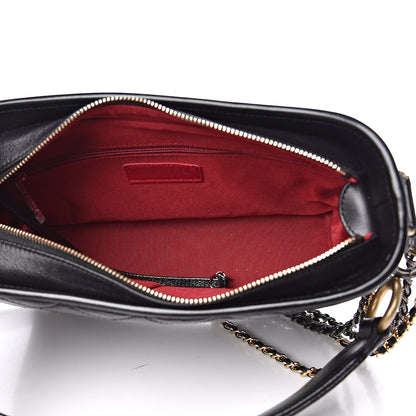 Chanel Aged Smooth Calfskin Quilted Medium Gabrielle Logo Hobo Black 5 of 10