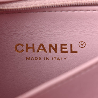 Chanel Crumpled Lambskin Quilted Small CC Links Top Handle Flap Light Pink 6 of 11