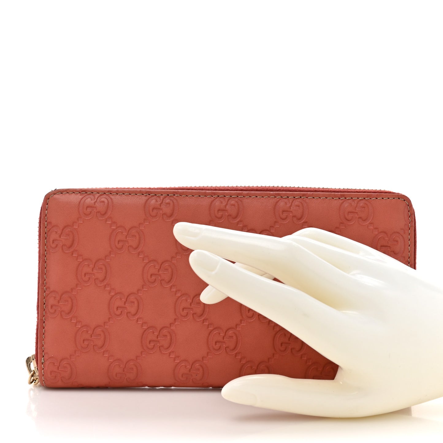 Guccissima GG Pierce Zip Around Wallet Coral