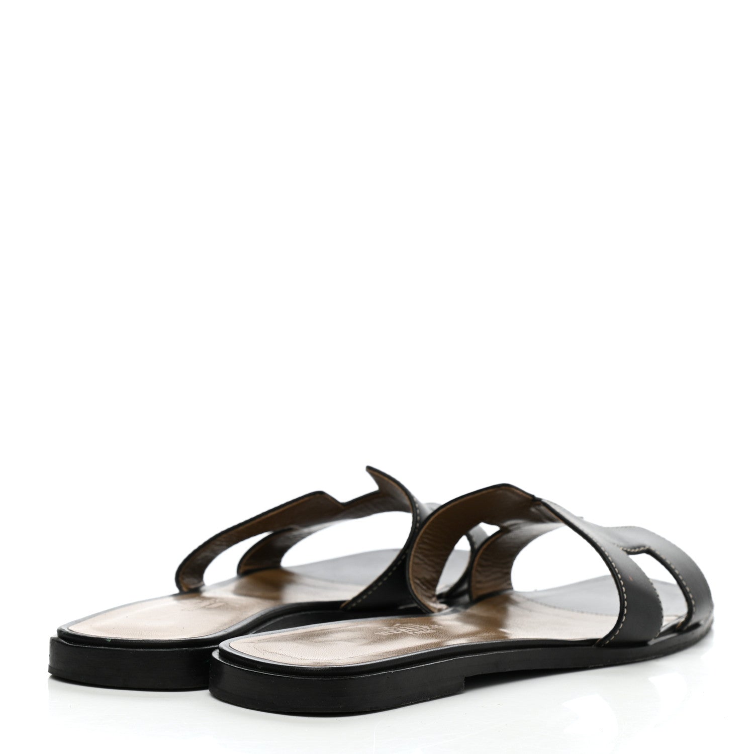 Hermes Box Calfskin Oran Sandals 38.5 Black 4 of 10