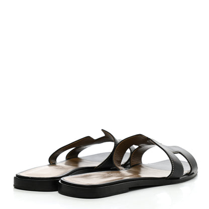 Hermes Box Calfskin Oran Sandals 38.5 Black 4 of 10