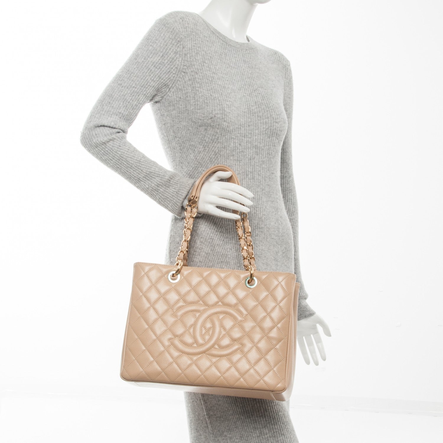 Chanel Caviar Quilted Grand Shopping Tote GST Beige Clair 2 of 8