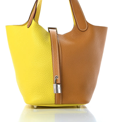 Hermes Taurillon Clemence Picotin 18 PM Lime Sesame 8 of 11