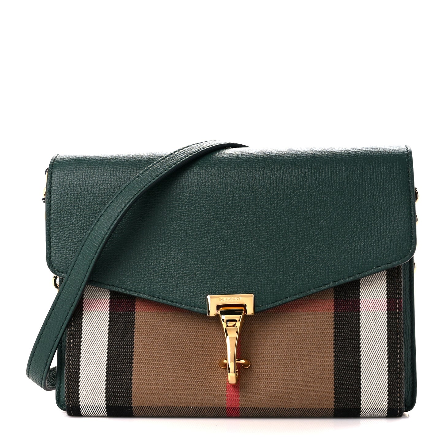 Derby Calfskin House Check Small Macken Crossbody Bag Green