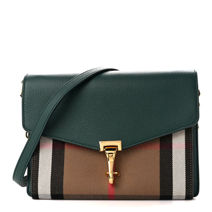 Burberry Derby Calfskin House Check Small Macken Crossbody Bag Green 1 of 13