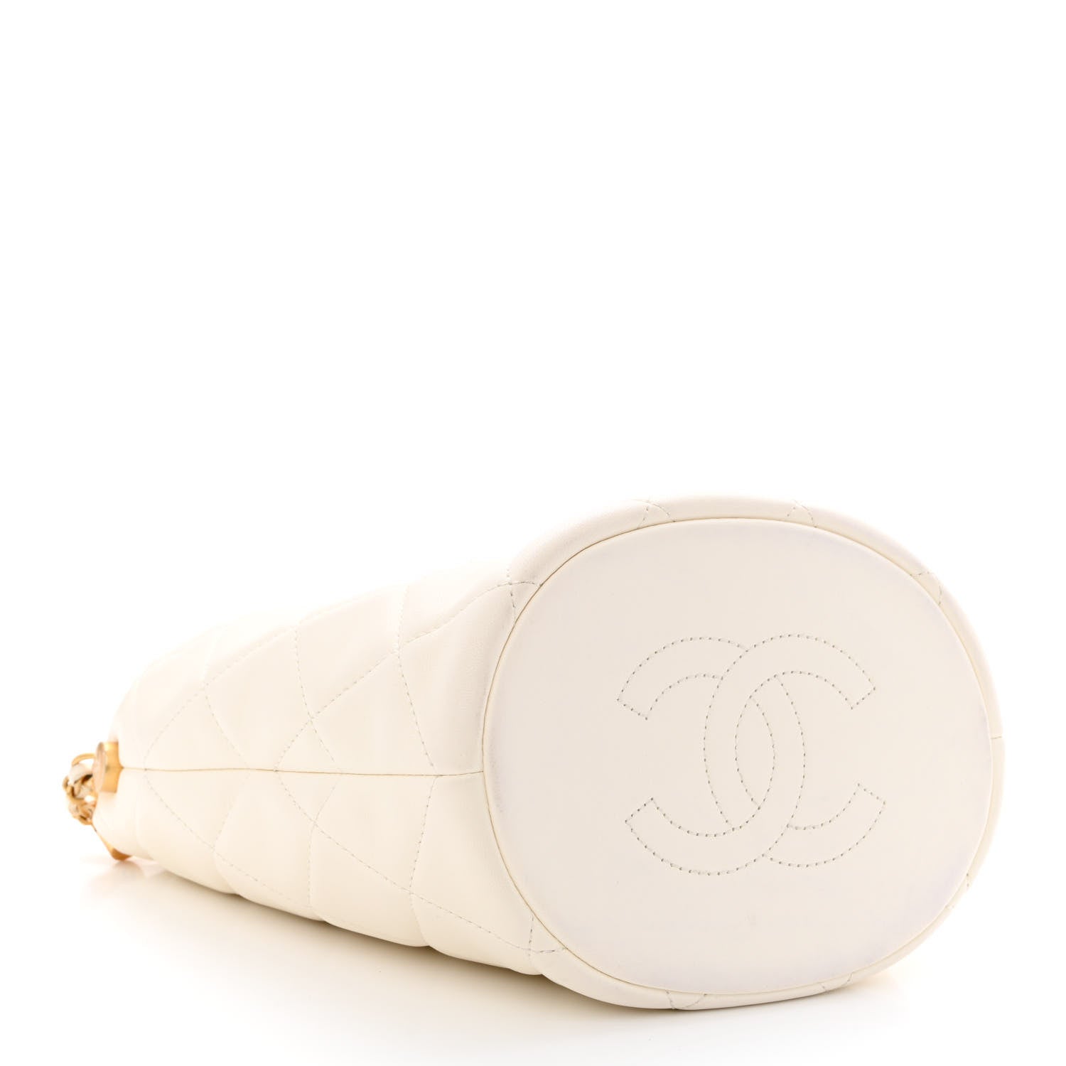 Chanel Lambskin Quilted My Perfect Chain Bucket Drawstring Bag White 4 of 13