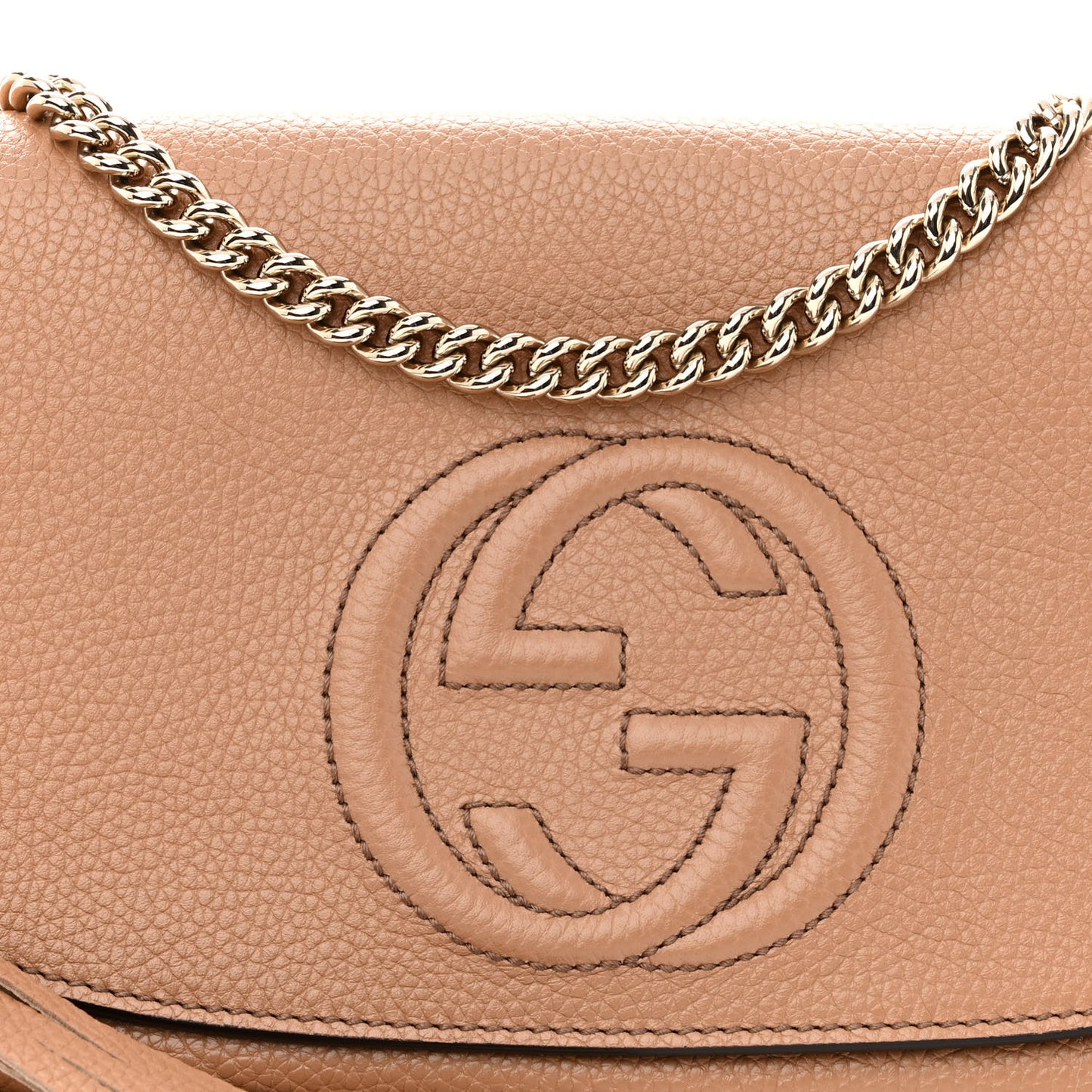 Pebbled Calfskin Medium Soho Flap Crossbody Camelia