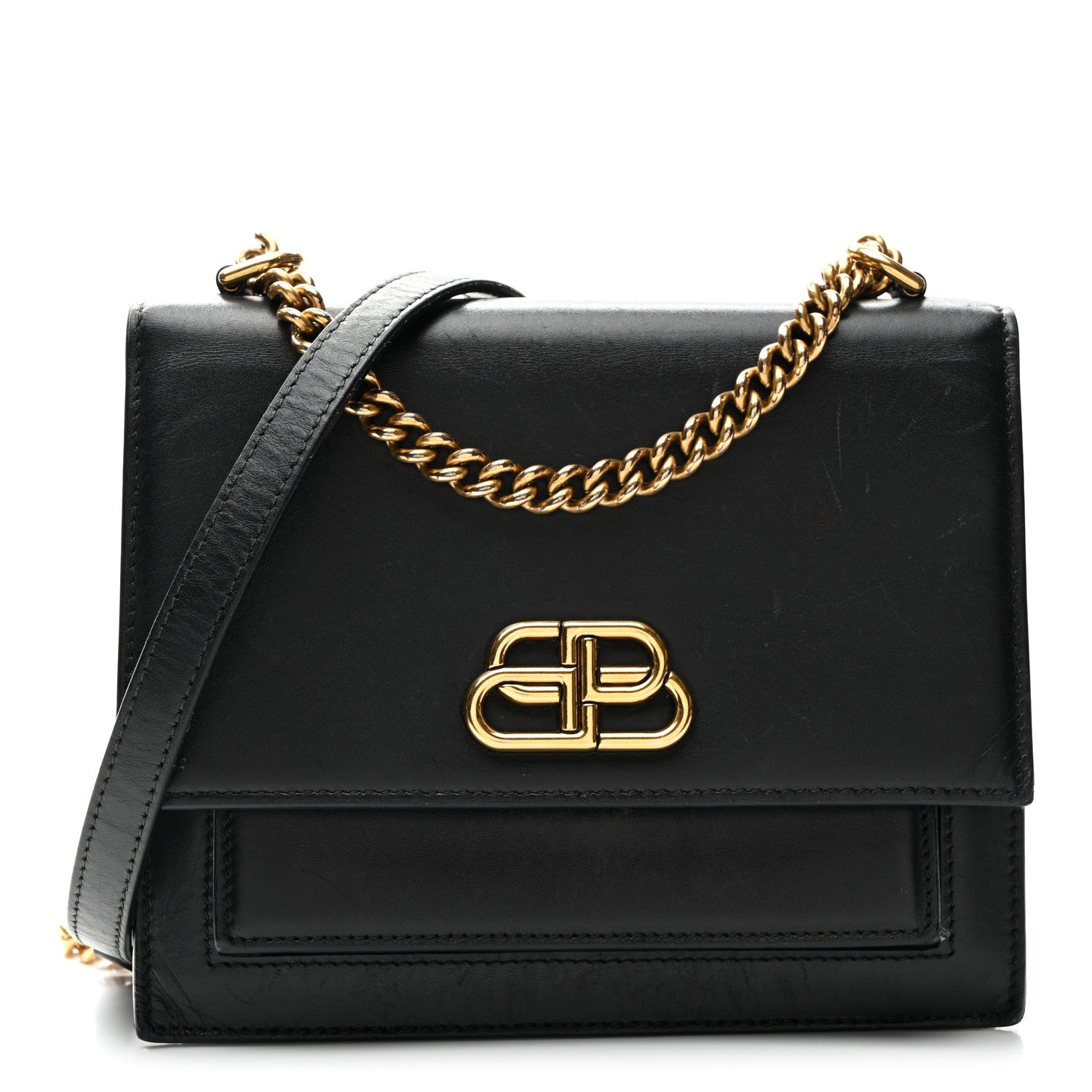 Balenciaga Box Calfskin S Sharp Chain Shoulder Bag Black 1 of 13