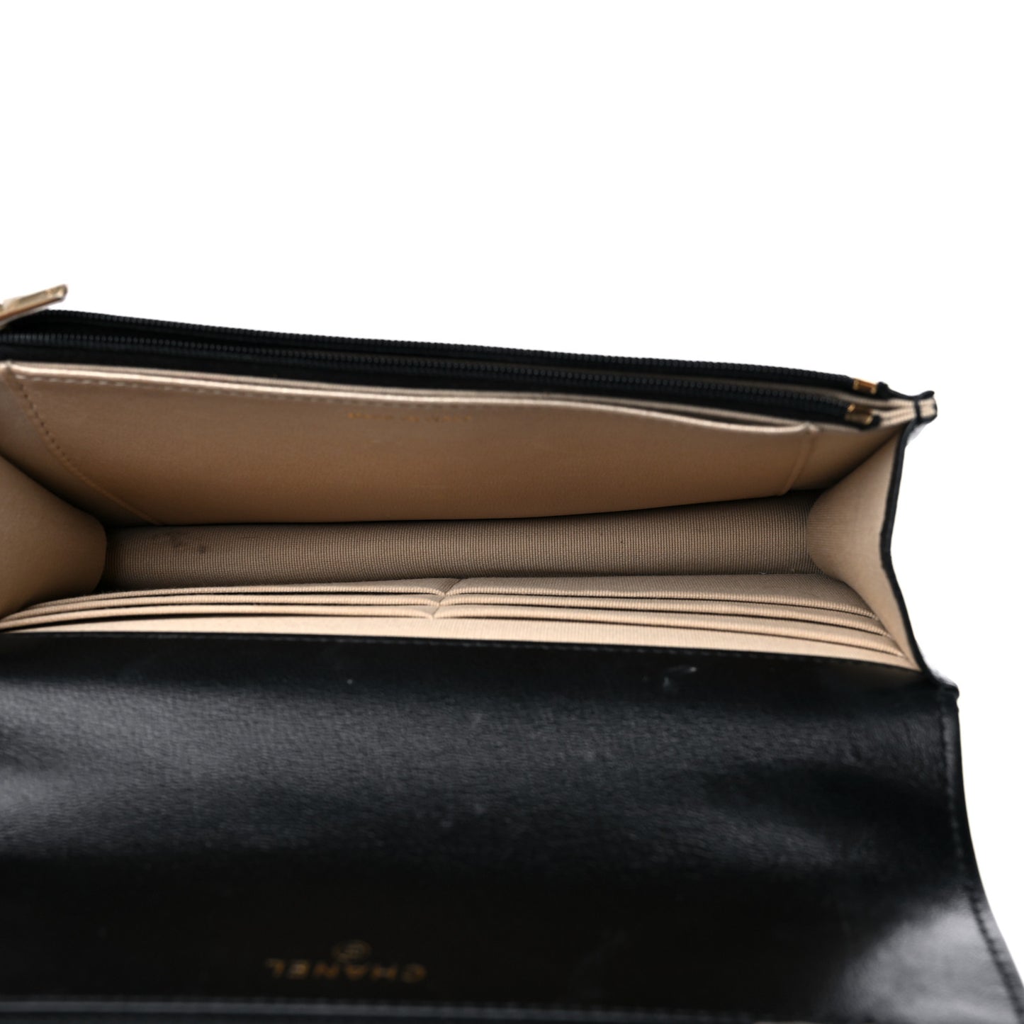 Shiny Lambskin Quilted Dynasty Wallet On Chain WOC Black