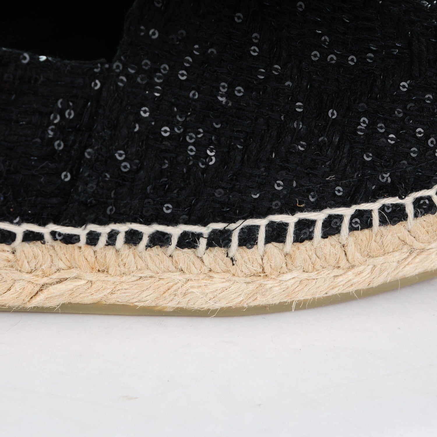 Chanel Tweed Patent Goatskin Sequin CC Espadrilles 38 Black 12 of 14