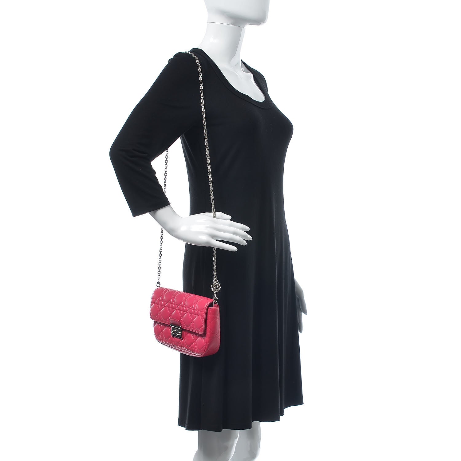 Christian Dior Lambskin Cannage Miss Dior Promenade Pouch Fuchsia 2 of 16