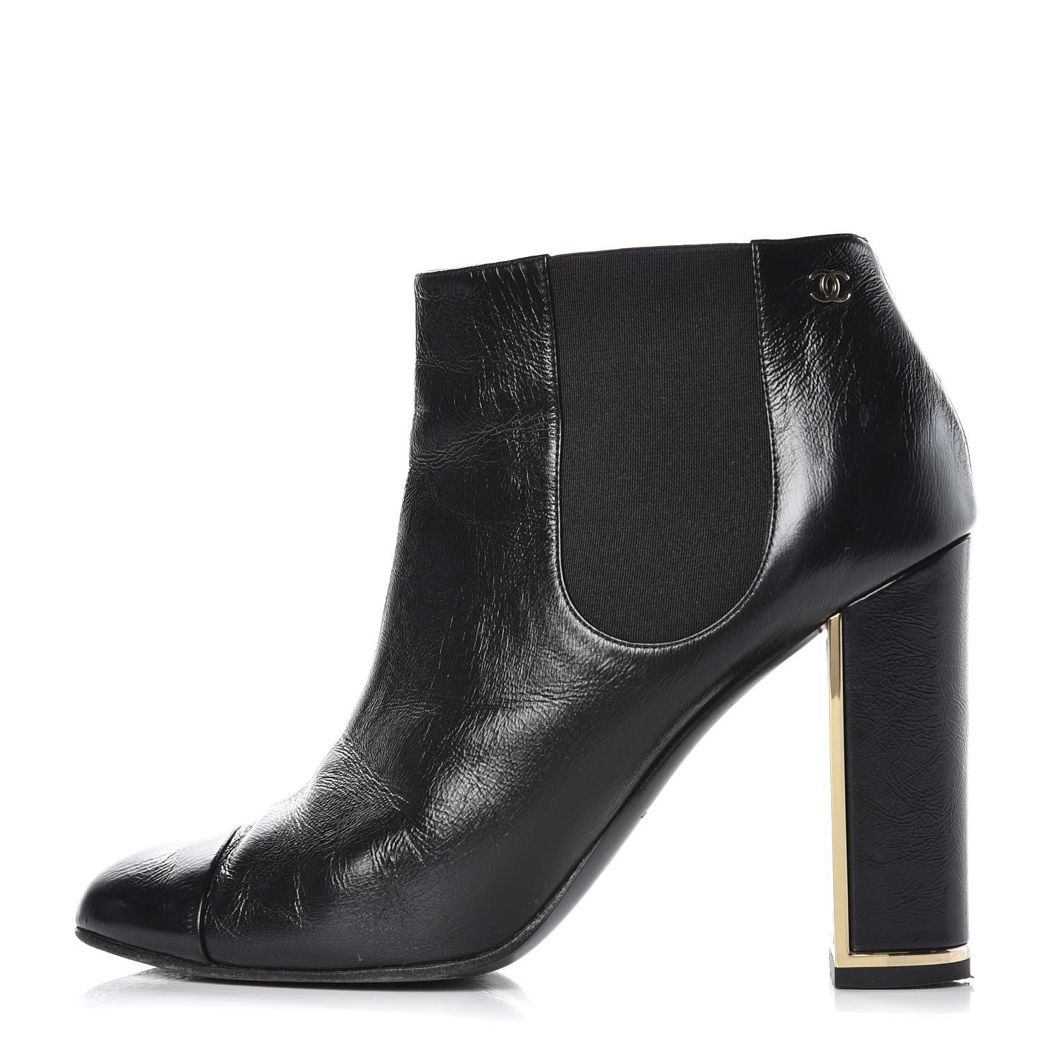 Chanel Crinkled Calfskin Cap Toe CC Short Ankle Boots 39 Black 1 of 12