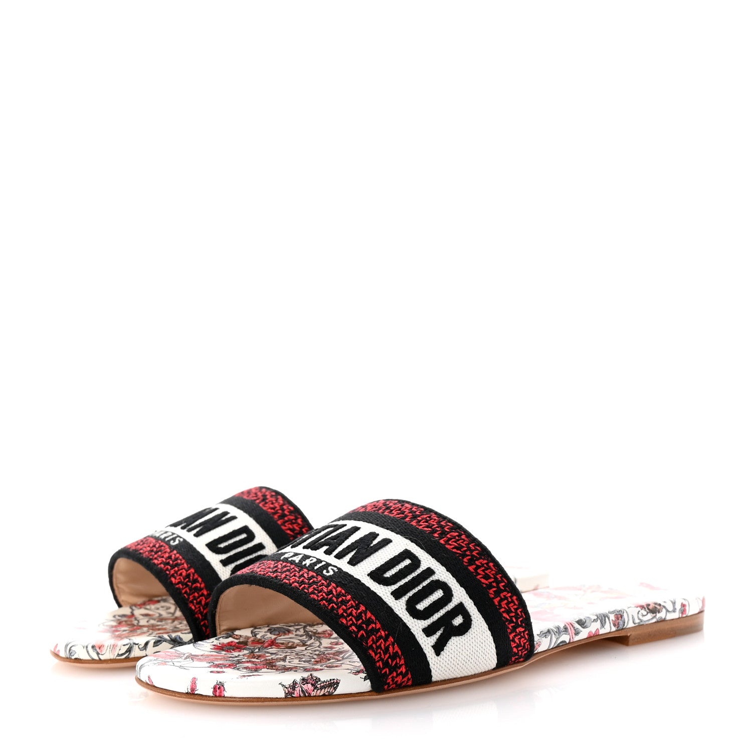 Christian Dior Canvas Embroidered Dioramour Dway Mules Slide Sandals 37 Multicolor 4 of 10