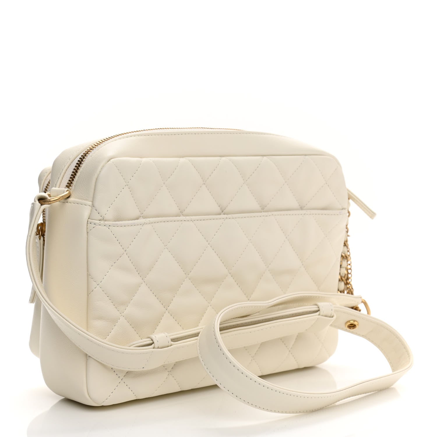 Chanel Calfskin Quilted Large Camera Case White 3 of 11