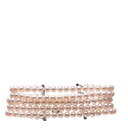 Tiffany Sterling Silver Pearl 4.5mm Ziegfeld 5 Strand Bracelet 1 of 6