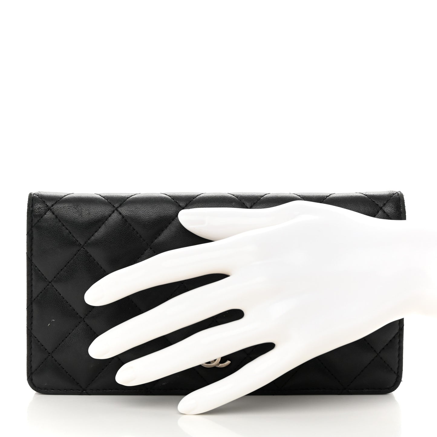 Lambskin Quilted Yen Wallet Black
