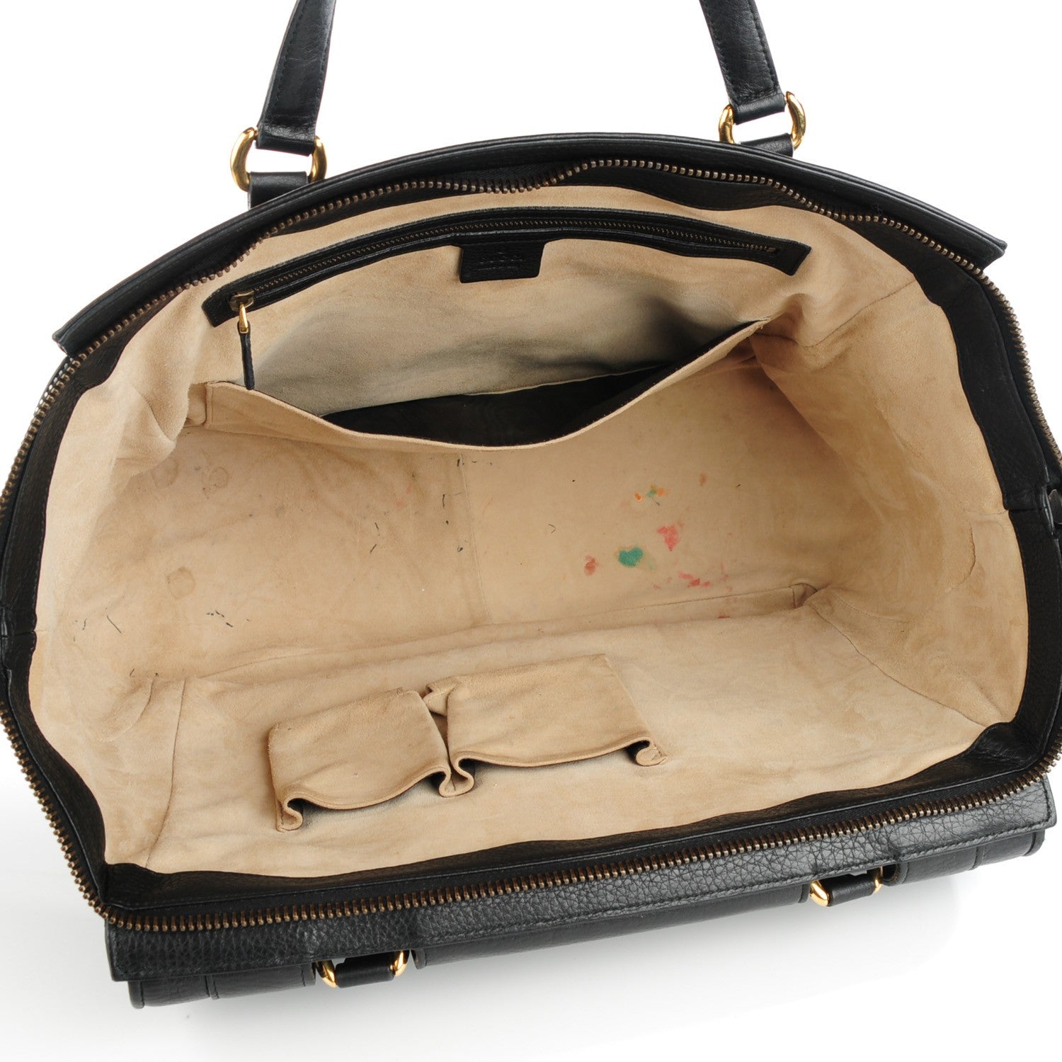 Gucci Pebbled Calfskin Medium 1973 Top Handle Satchel Black 5 of 8