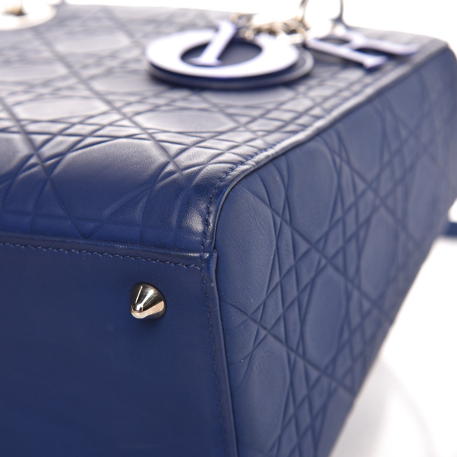 Christian Dior Lambskin Cannage Medium Lady Dior Blue 9 of 15