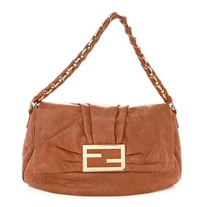 Fendi Crinkled Lambskin Mia Shoulder Flap Camel 1 of 15