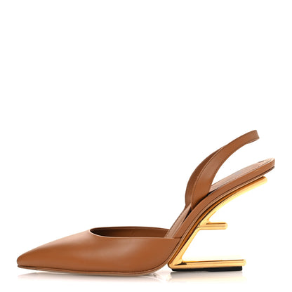 Fendi Vitello Fendi First 100mm Slingback Pumps 38.5 Caramello 1 of 12